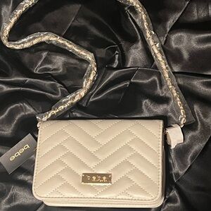 Bebe Elegant Cream Quilted Clutch